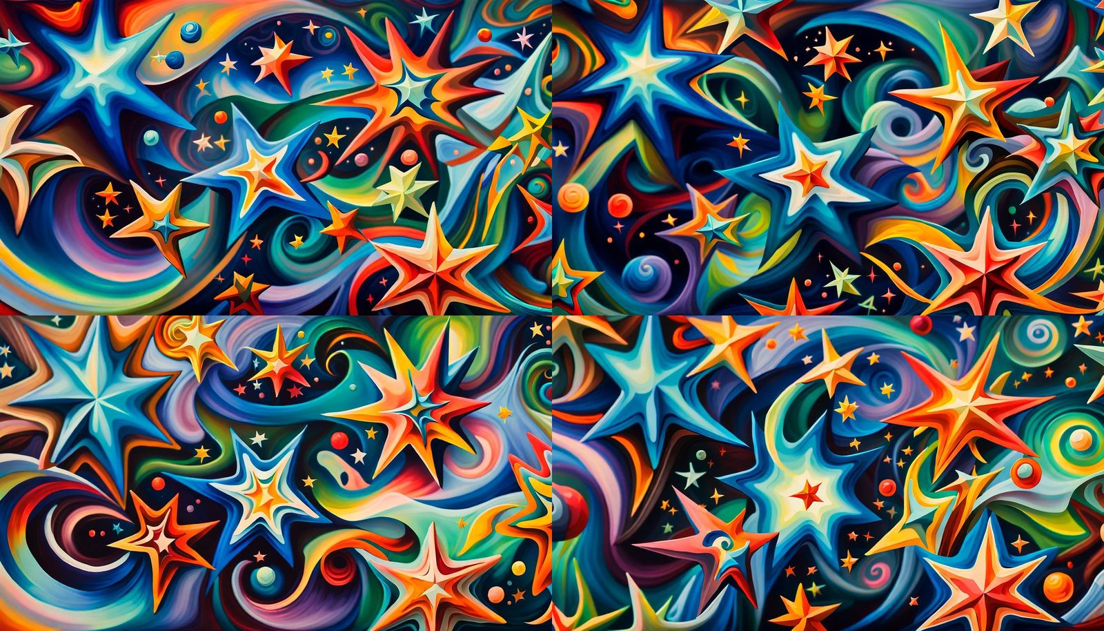 Harmonious Swirling Stars in Impasto, Macro Photography