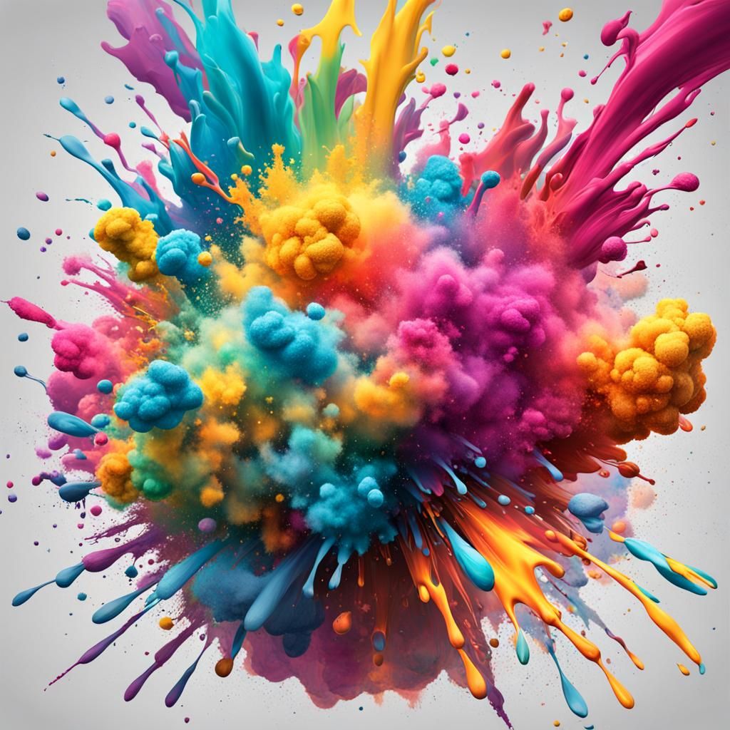 Colorful Powder Explosion in Graffiti Street Art Style