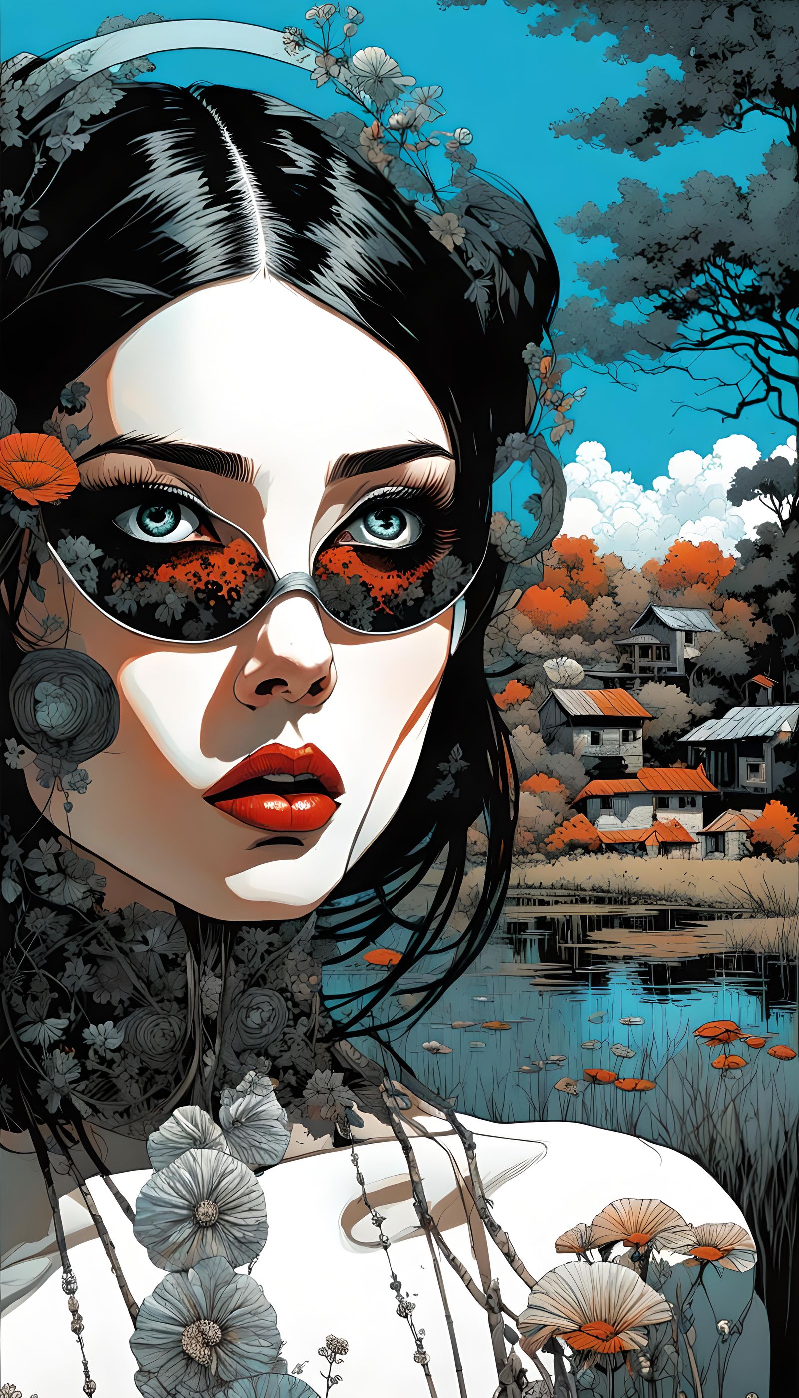 Eerie Goth Woman with Expressive Eyes