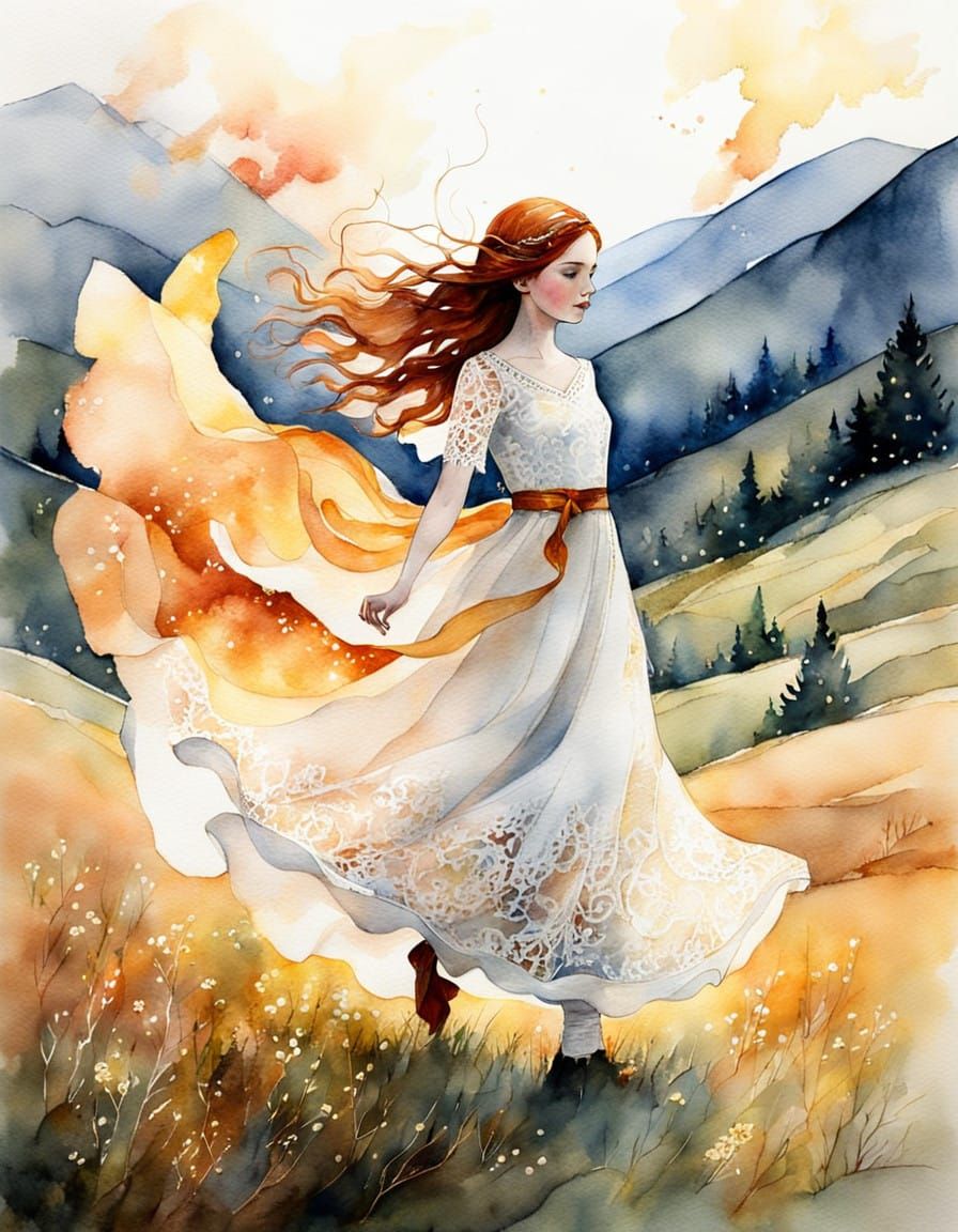 Ethereal Beauty in Golden Breeze