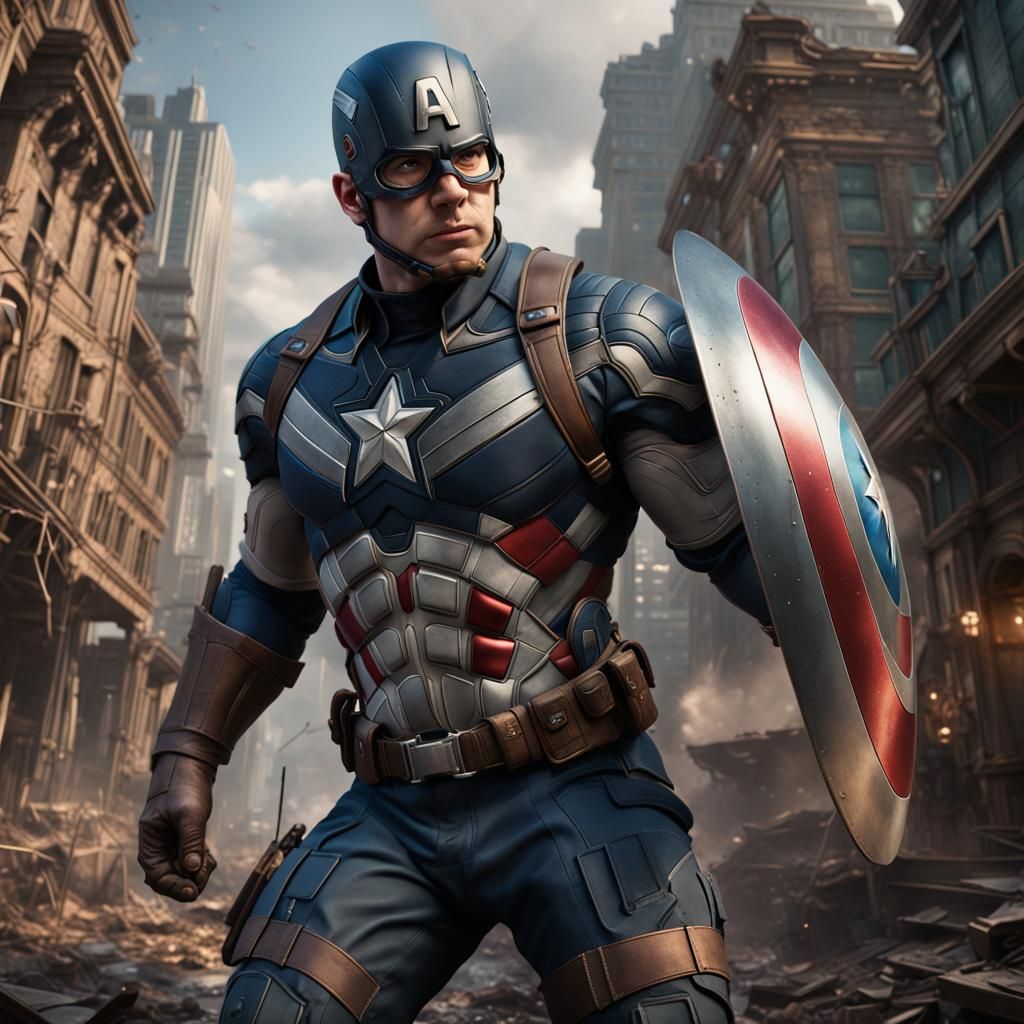 Detailed Matte Painting of Captain America