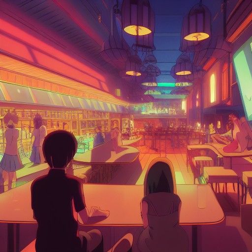 Nightclub Scene in Studio Ghibli Anime Style