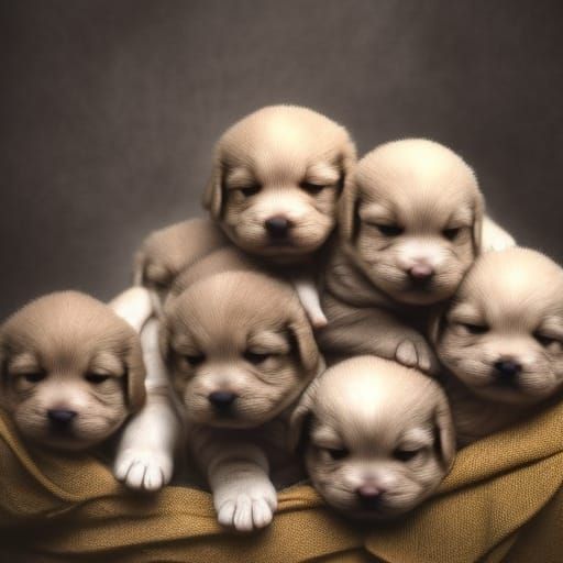 Pile of Newborn Puppies: Digital Matte Painting