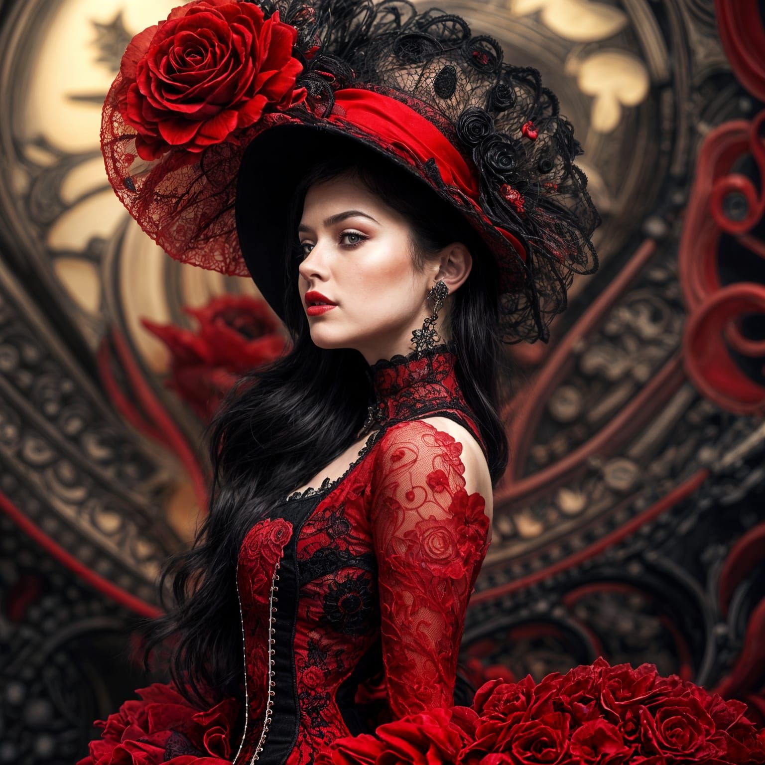 Glamour Punk Woman in Fractal Surreal Style