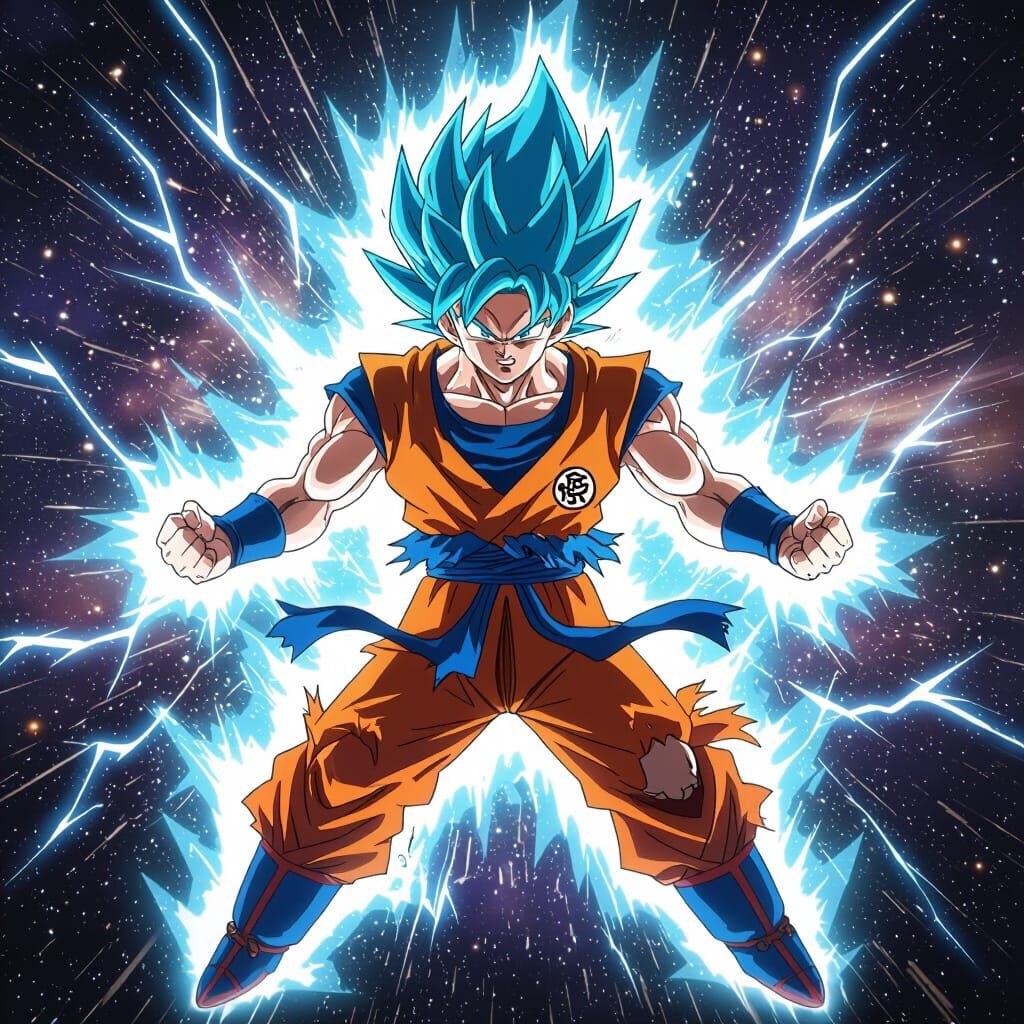 Super Saiyan Blue Goku Powers Up in Cosmic Explosion Anime S...