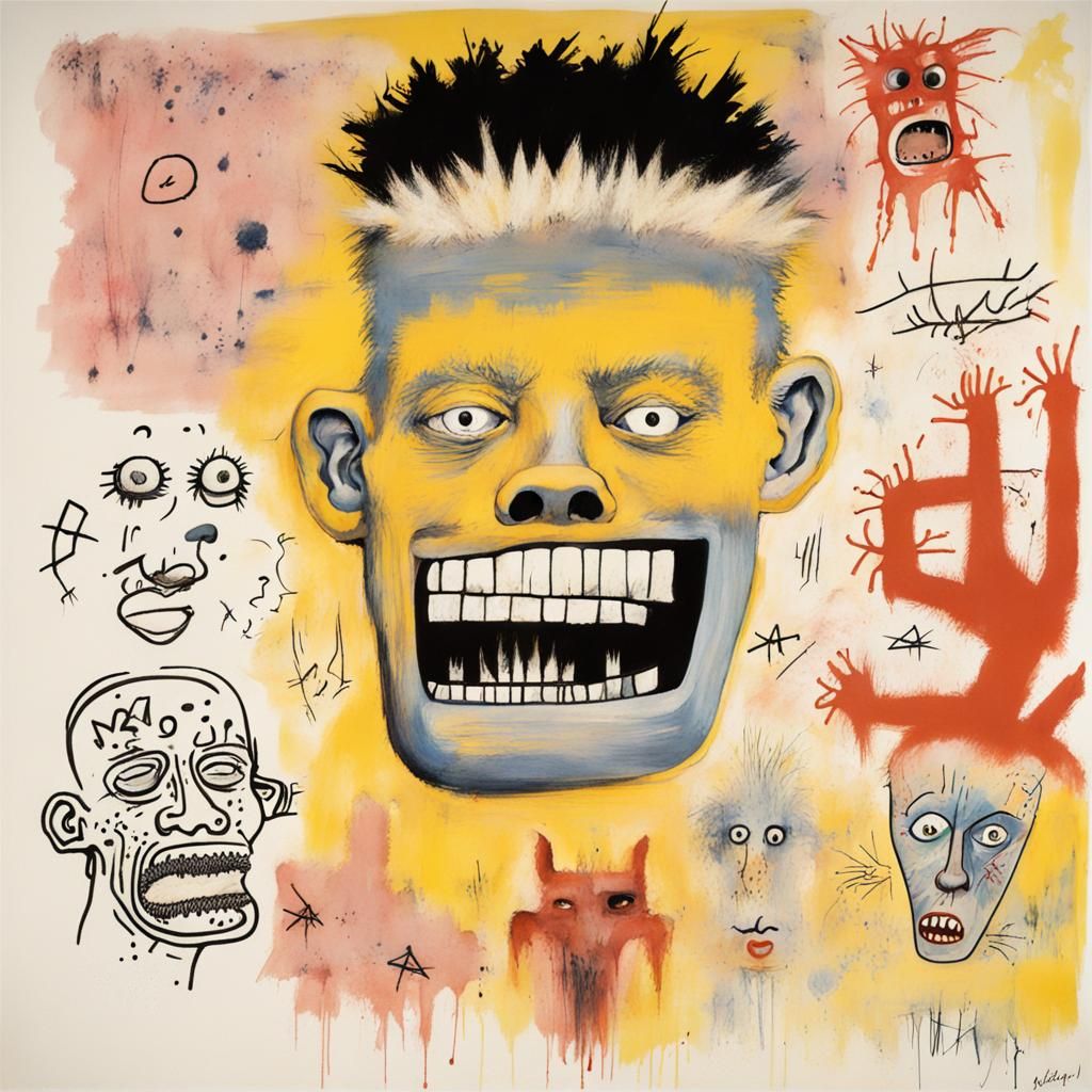 Surreal Wolfman Portrait in Mixed Artistic Styles