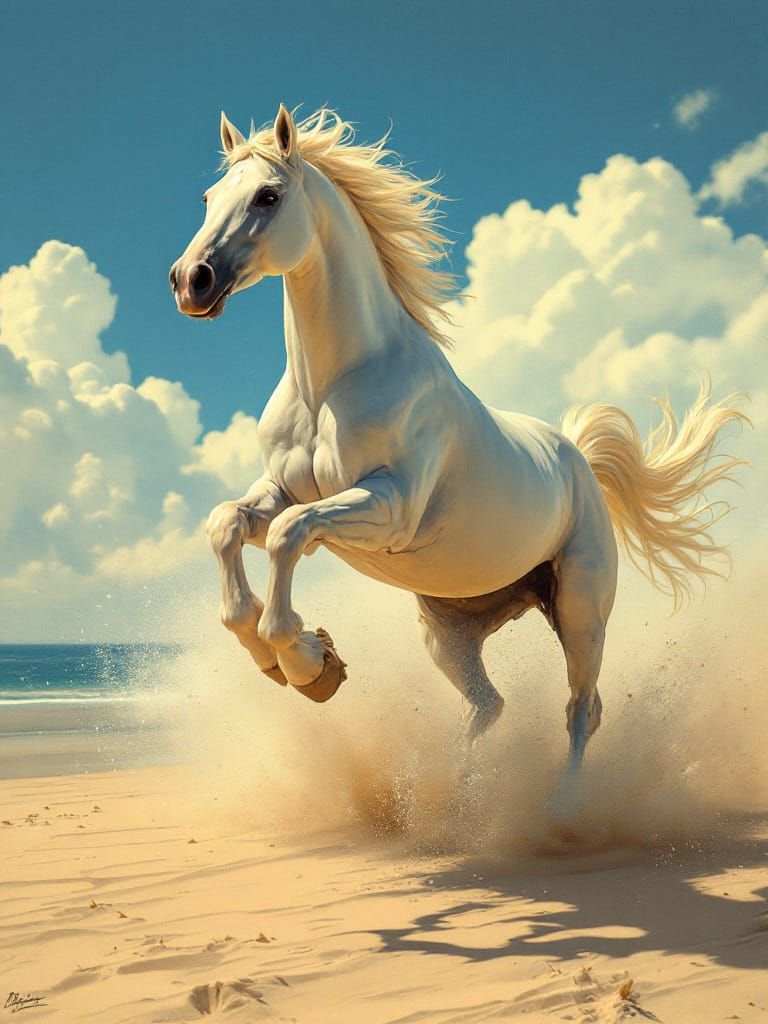 Candy-Colored Hyperrealism Horse Gallops Freely