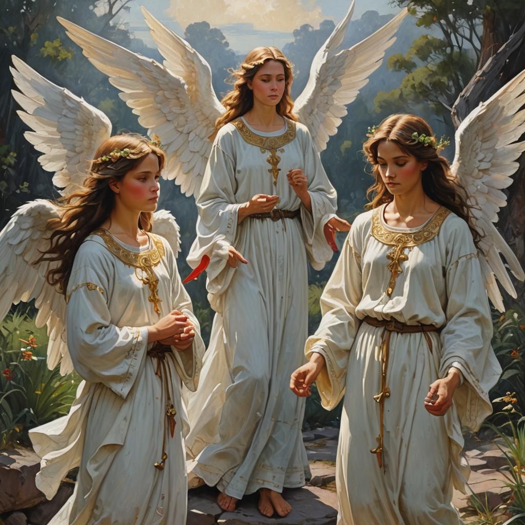 Angelic Figures in Oil Painting Style