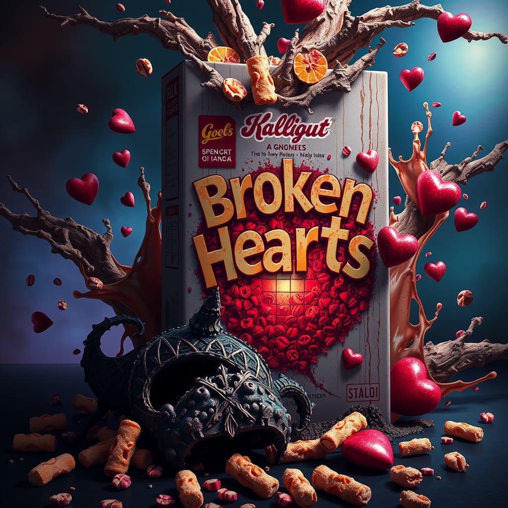Broken Hearts Cereal Box: Fantastical Matte Painting