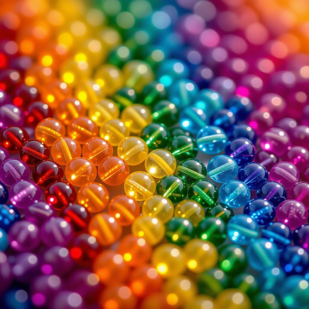 Rainbow Glass Seed Beads in Macro Photography