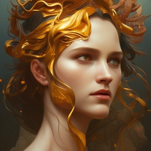Goddess of Nature Portrait in Art Nouveau Style