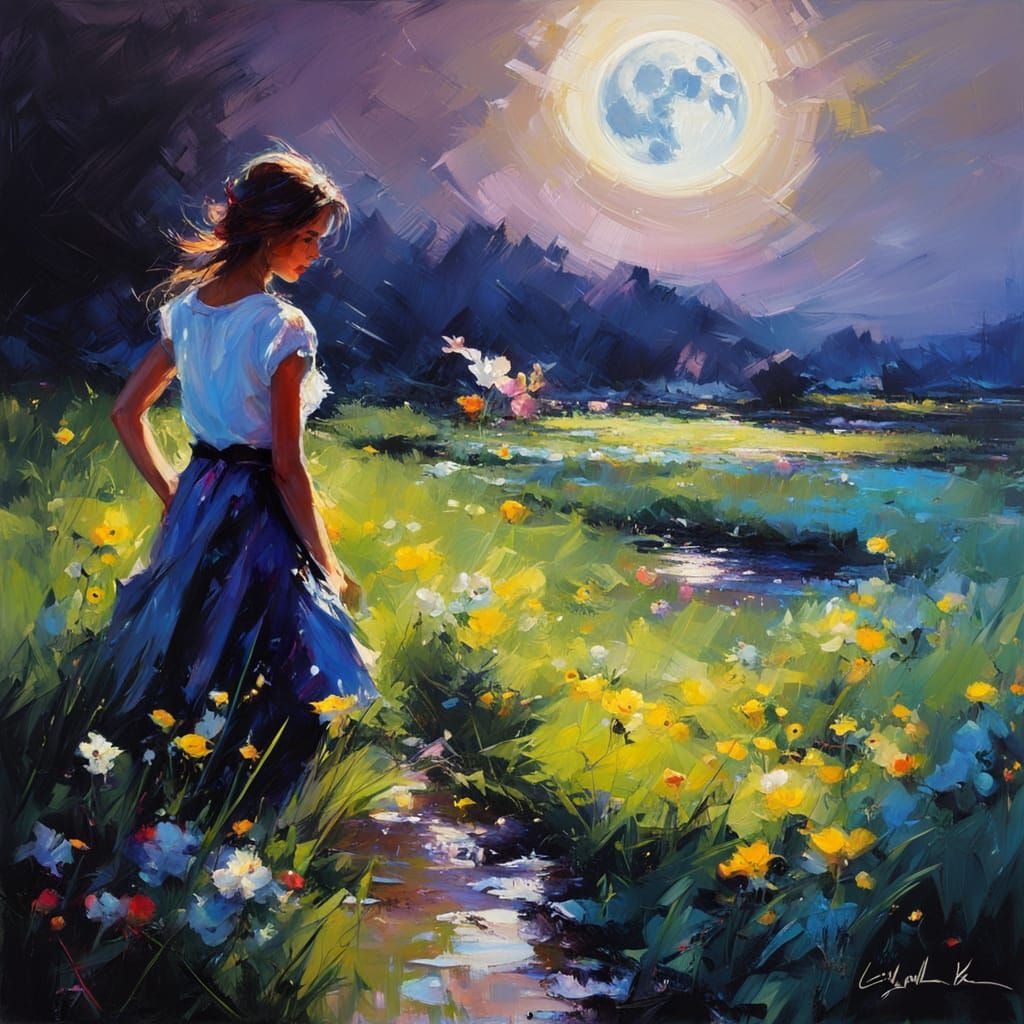 Blacklight Neon Meadow Landscape Portrait