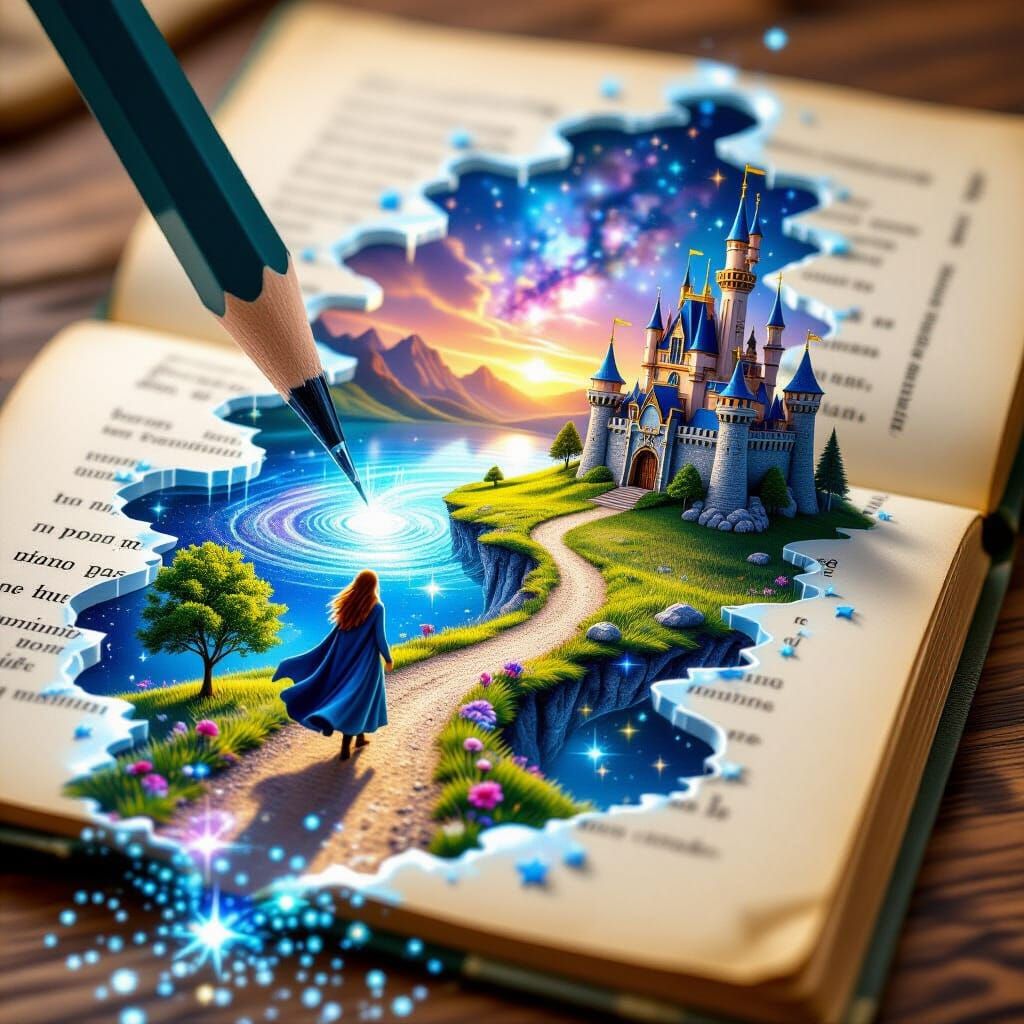 Magic Pencil Creates Holographic Fairy Tale Landscape