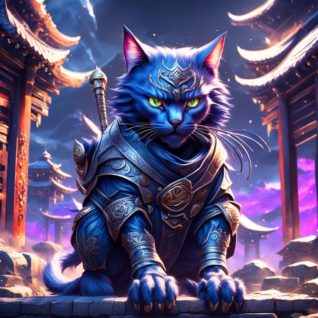Ninja Cat in Detailed Matte Painting
