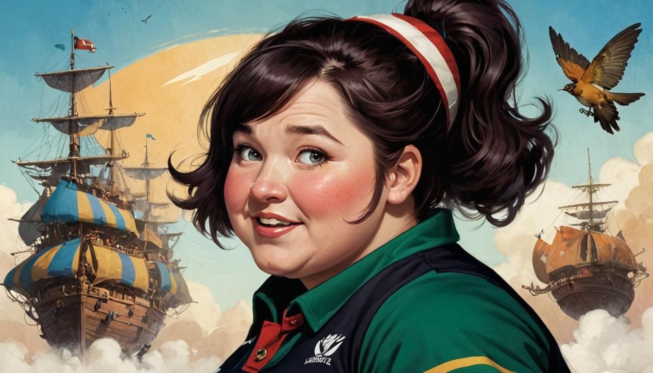 Whimsical Rugby Player Portrait in Cel-Shaded Style