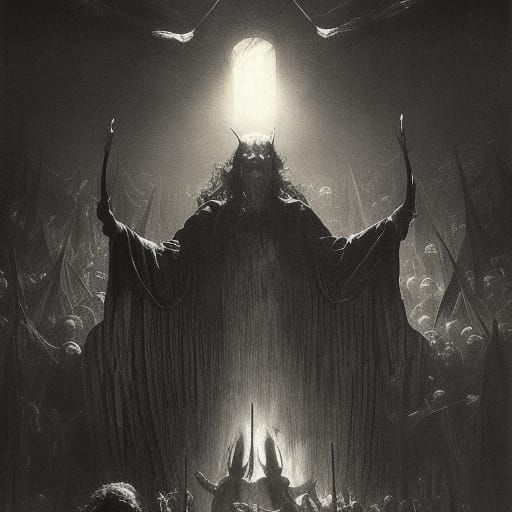 Satanic Horror Portrait in Doré and Rutkowski Style