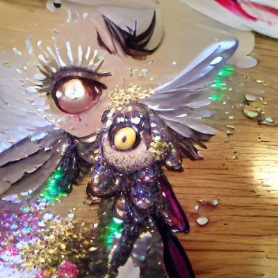 Disturbing Seraph Surrounded by Glitter and Eyes