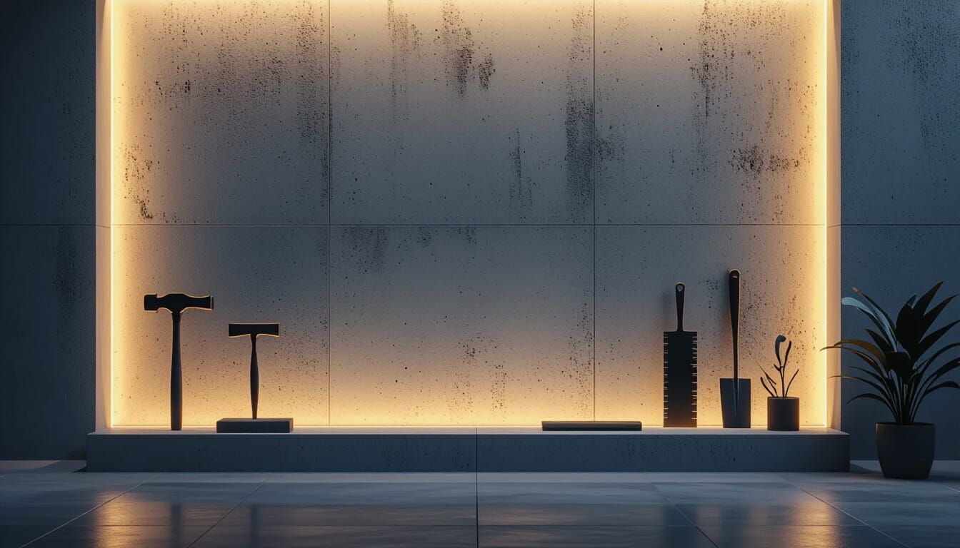 Textured Concrete Background with Construction Silhouettes