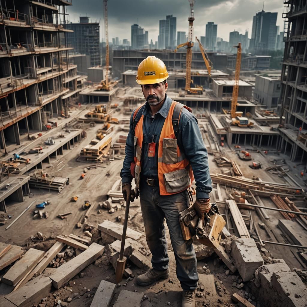Hyperrealistic Construction Site Foreman in Cinematic Style