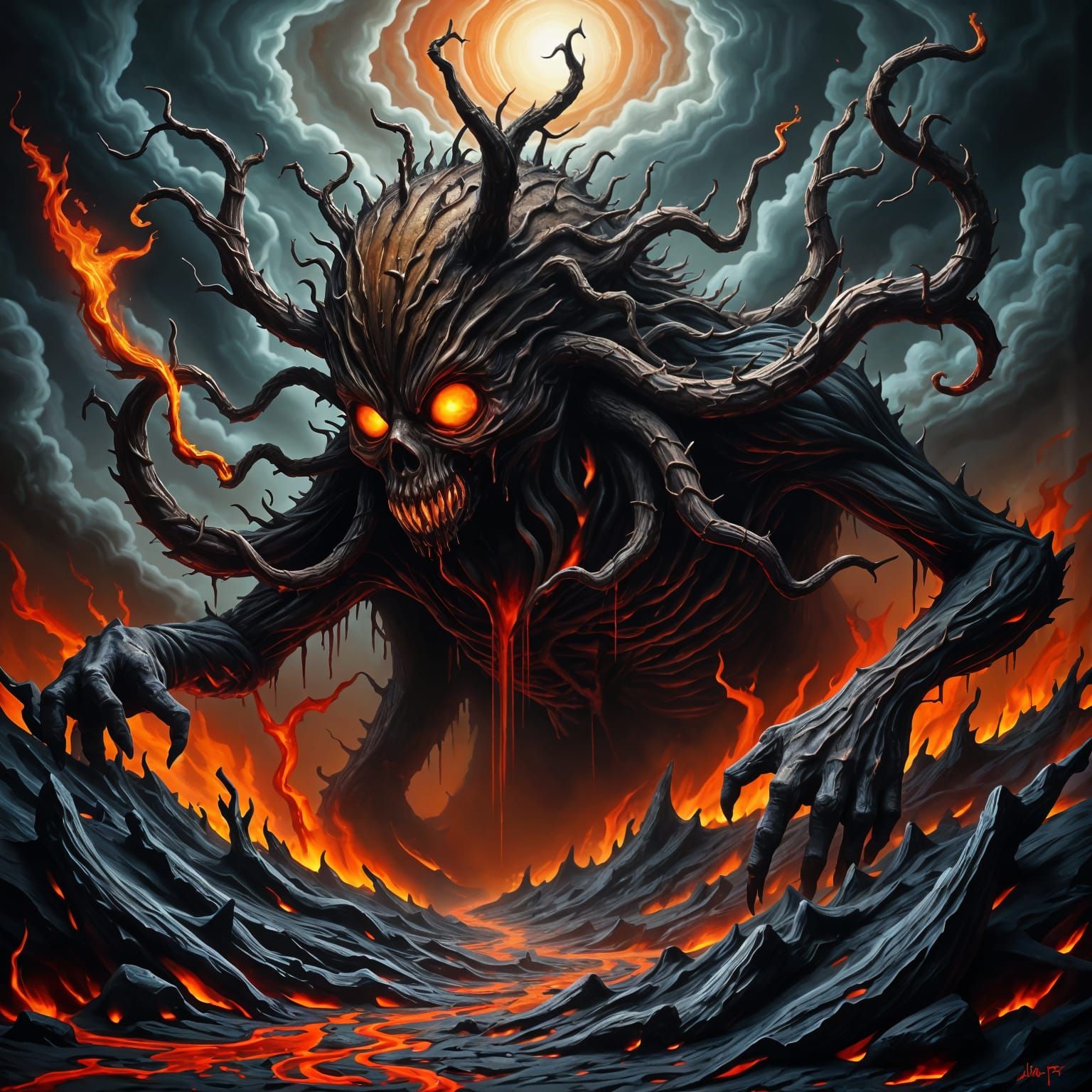 Surreal Horror Creature Emerges from Dark Post-apocalyptic L...