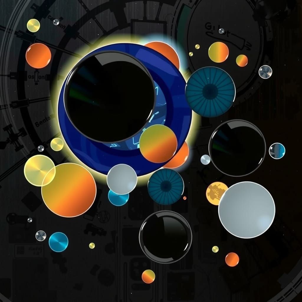 Neon Kandinsky Circles: Vibrant Blue and Yellow Buttons