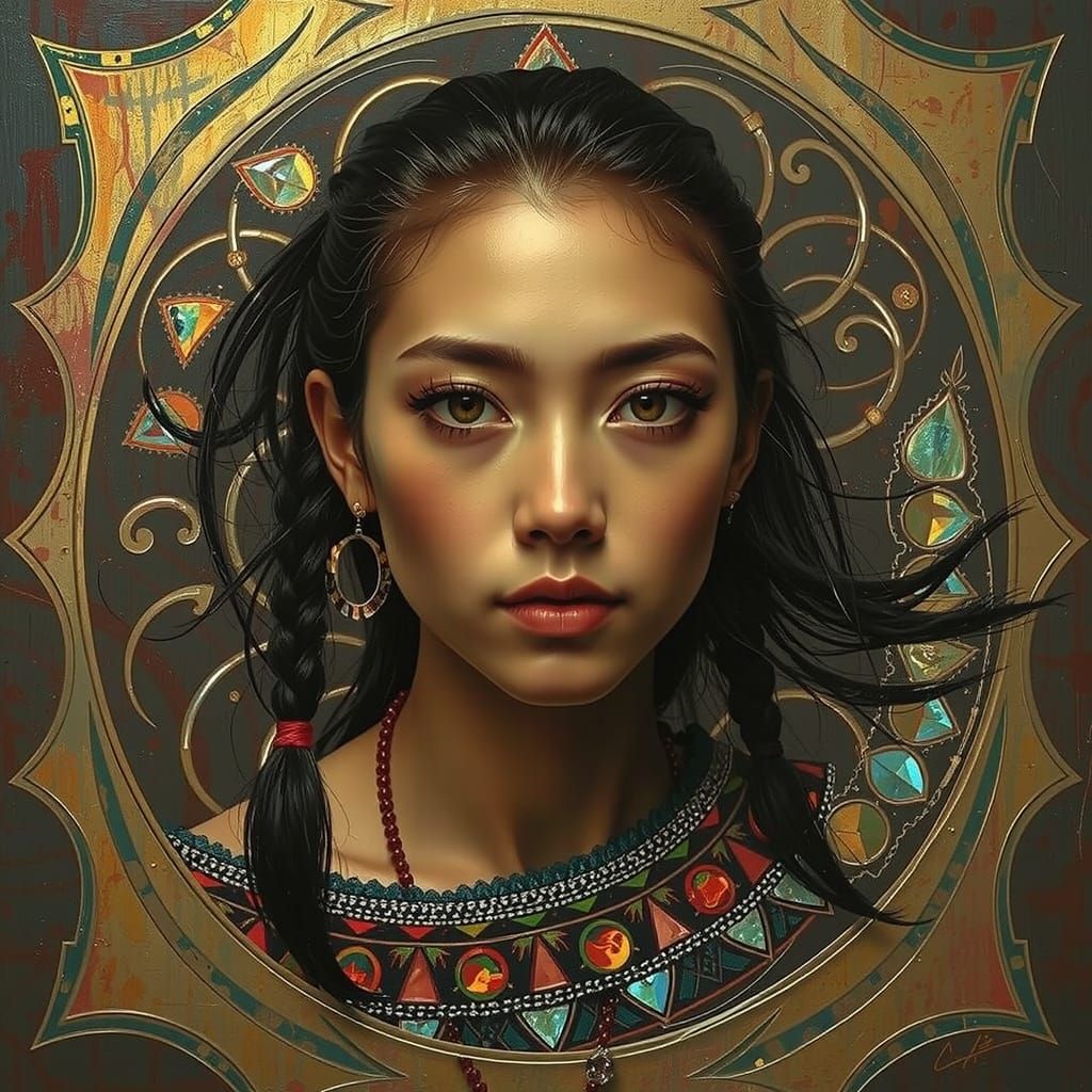 Abstract Expressionism with Iridescent Swirling Patterns