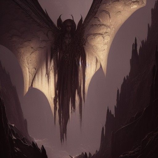 Ominous Winged Vampire in Dark Cave, Greg Rutkowski Style
