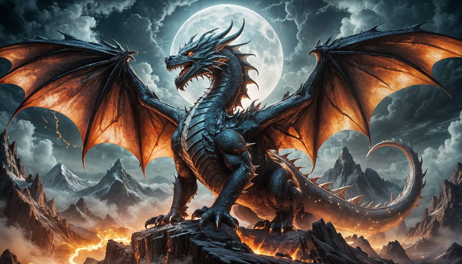 Ethereal Dragon of Radiant Light Ascends to the Moon