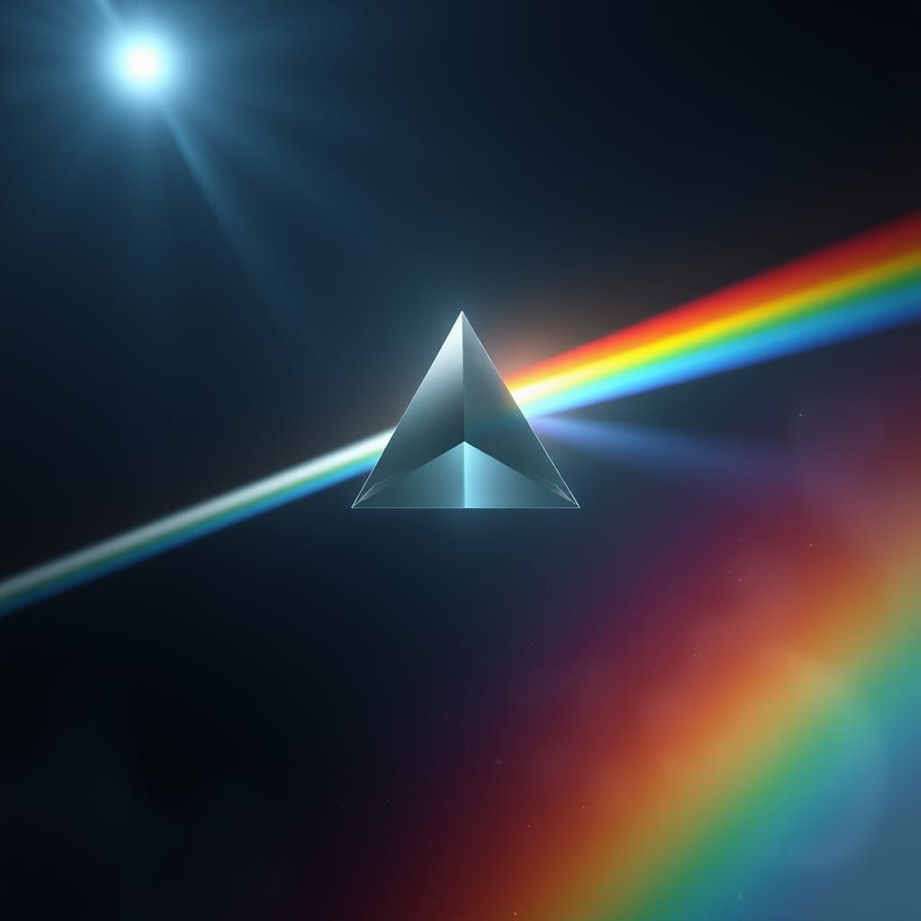 Prism Refraction Creates a Rainbow Light Spectrum