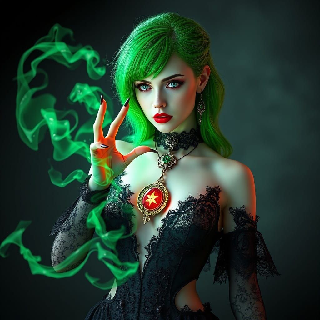 Gothic Goddess Radiates Mystical Energy in Bold, Avant-Garde...