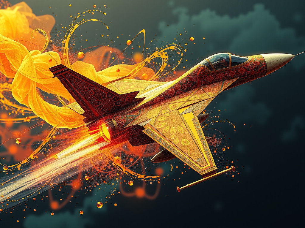 Surreal Fighter Jet with Intricate Vapor Cone