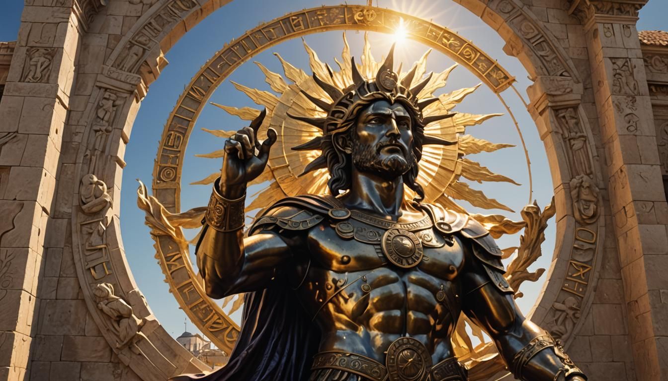 Bronze Helios Statue at Rhodes Harbor Entrance