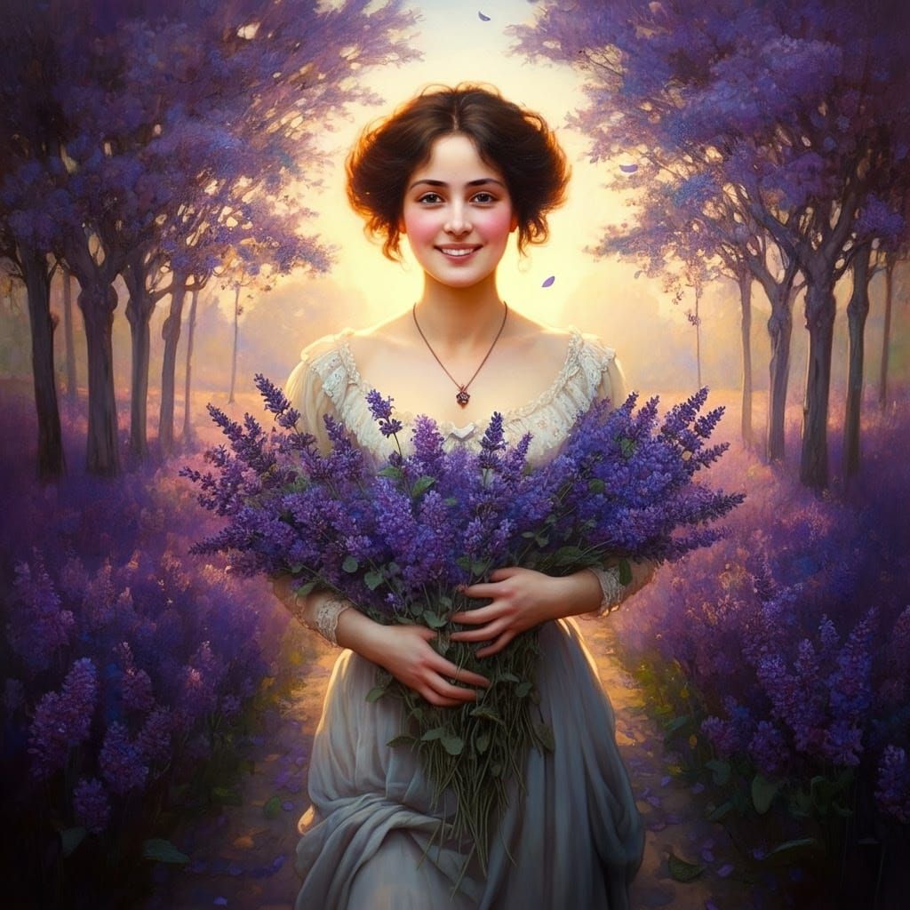 Serene Art Nouveau Fantasy Portrait of a French Woman