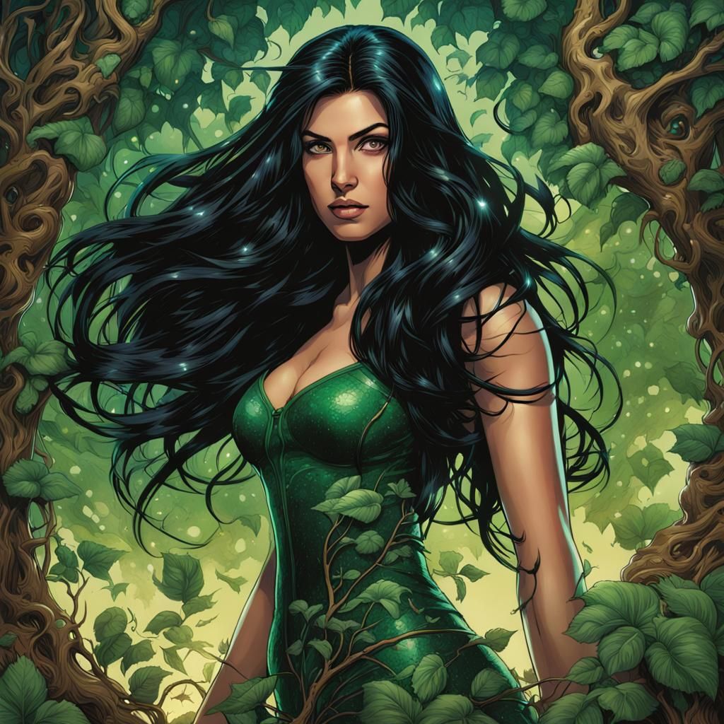 Fantasy Woman in Emerald Earth, Comic Book Art