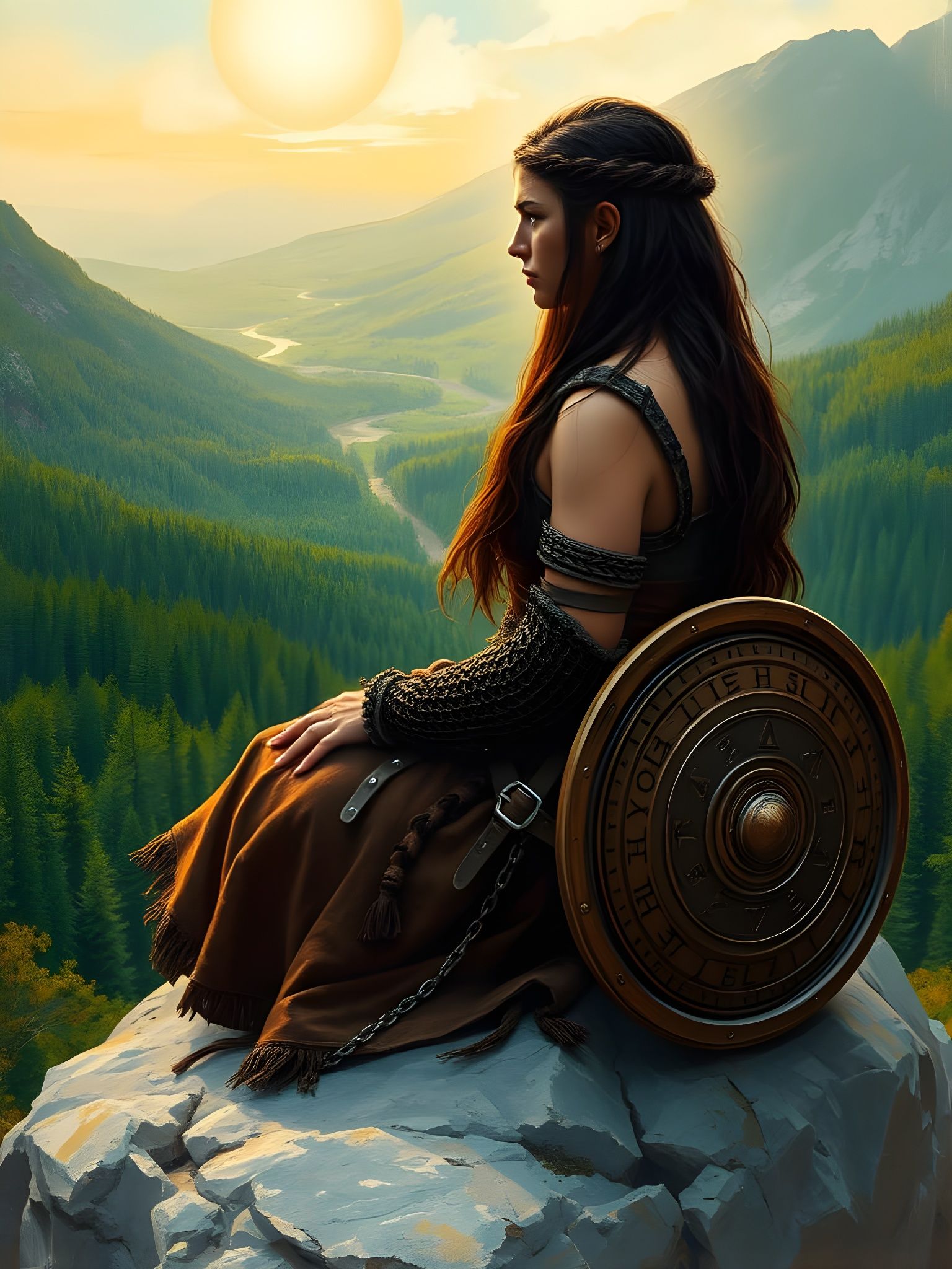 Goddess of Protection in a Forested Valley