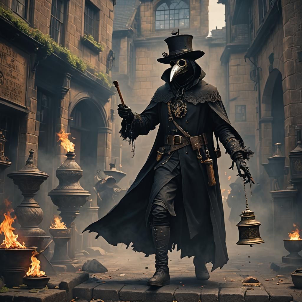 Edinburgh Plague Doctor with Incense Burner, Matte Painting