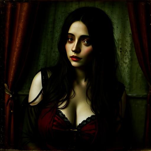 Elvira Mistress of the Night: Dreamy Grimdark Portrait