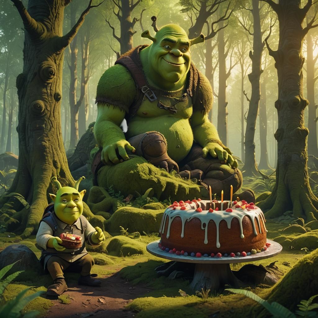 Shrek and Bundt Cake in Mystical Forest