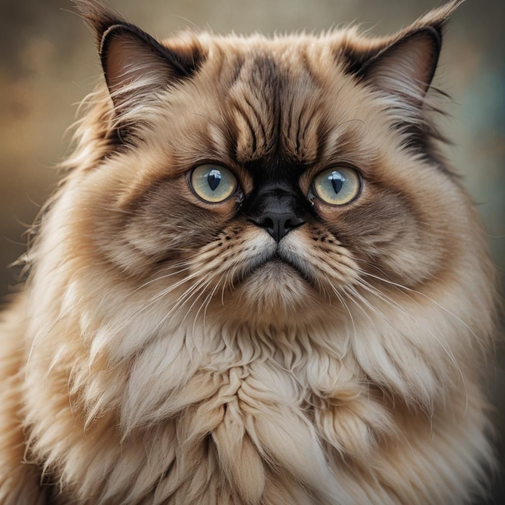 Hyperrealistic Portrait of Himalayan Cat in Digital Art