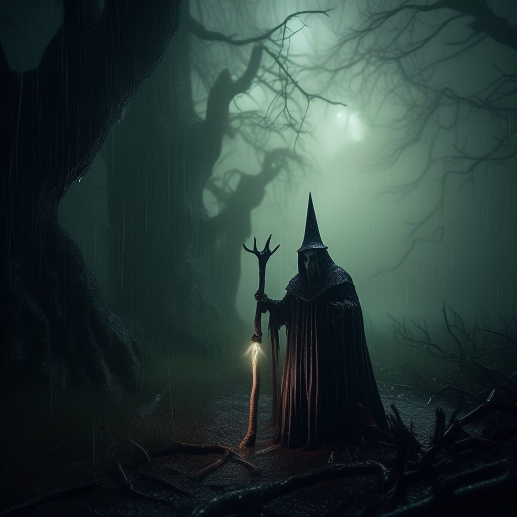 Ominous Forest with Witch King: Spiritualcore Style