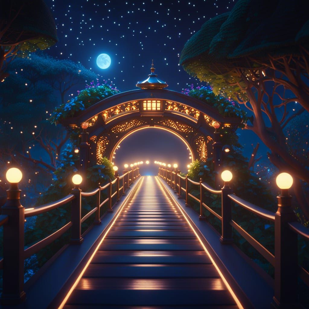 Dreamy Fairyland Bridge in Studio Ghibli Style