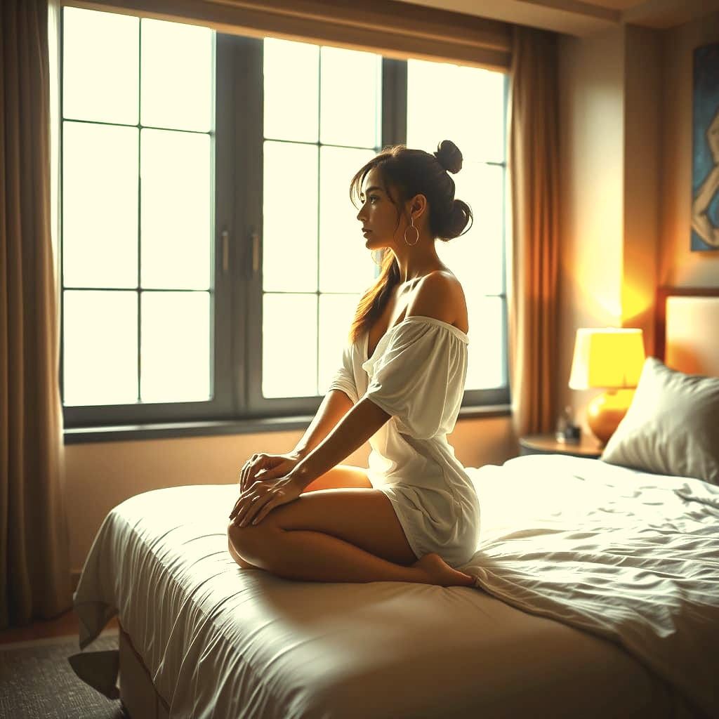 Woman in Cozy Room with Wide Window, Graffiti Art