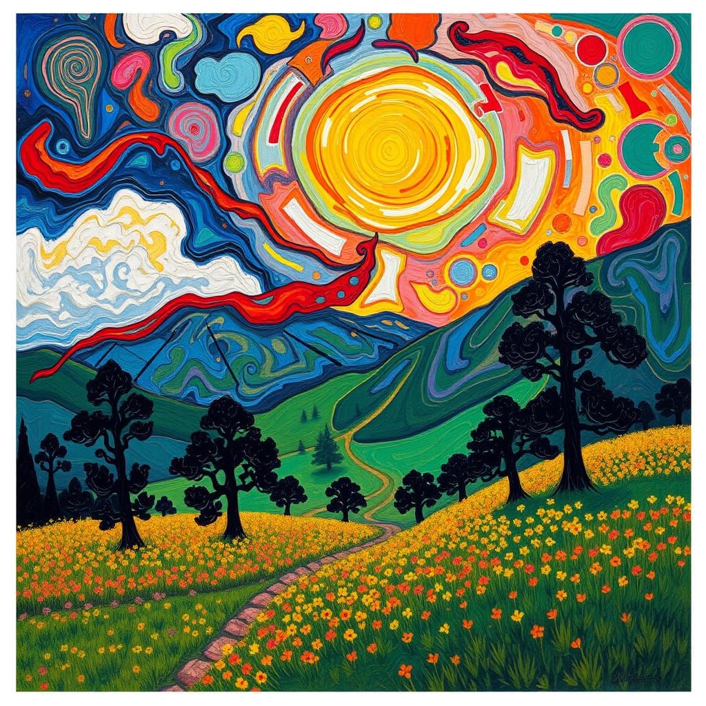 Whirlwind Divine Beauty in Fauvist Landscape