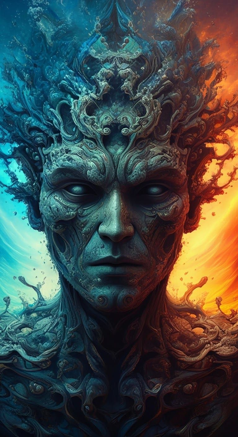 Chaotic Elemental Being in Splash Art Style