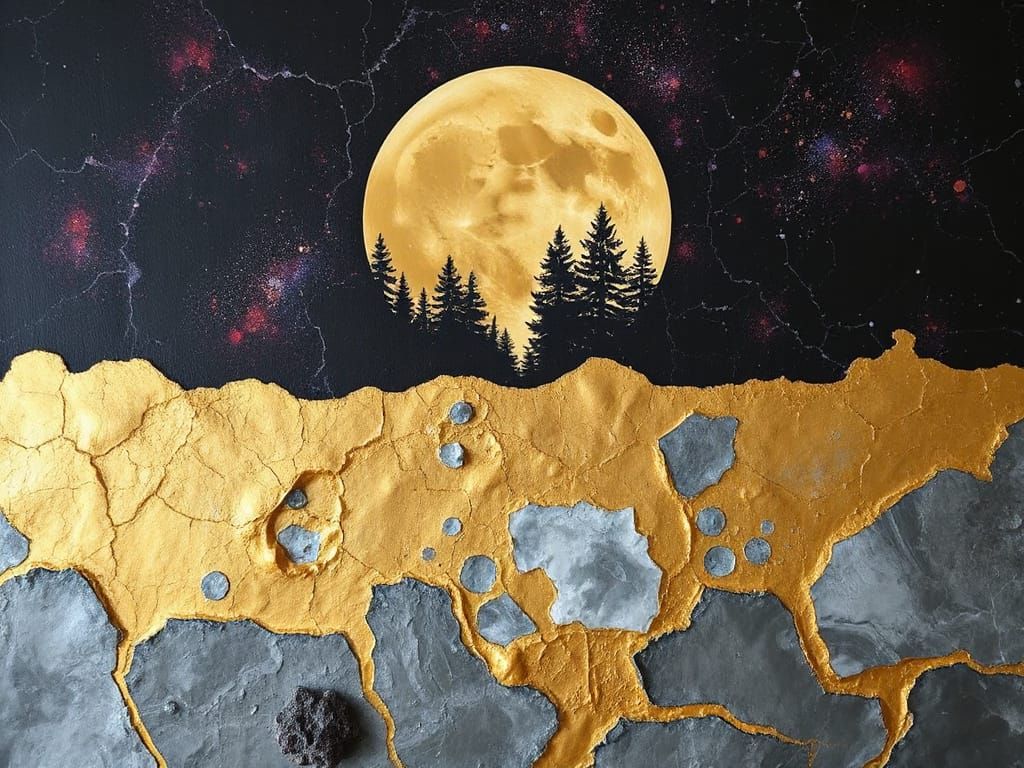 Liquid Gold Universe Forest in Crescent Moon