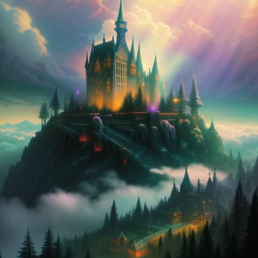 Surreal Synthwave Landscape with Neon Lights