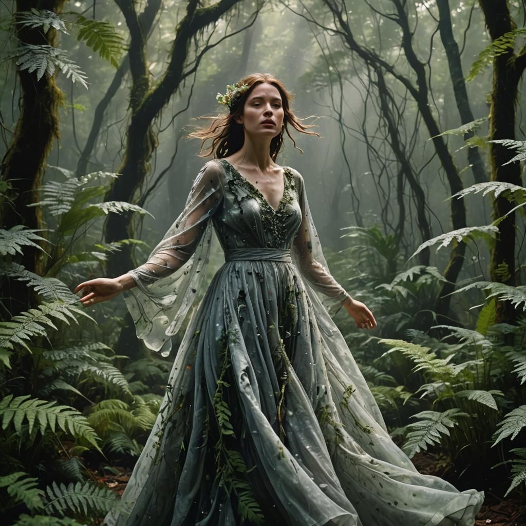 Fantasy Epic Pop Art Woman in Mystical Forest