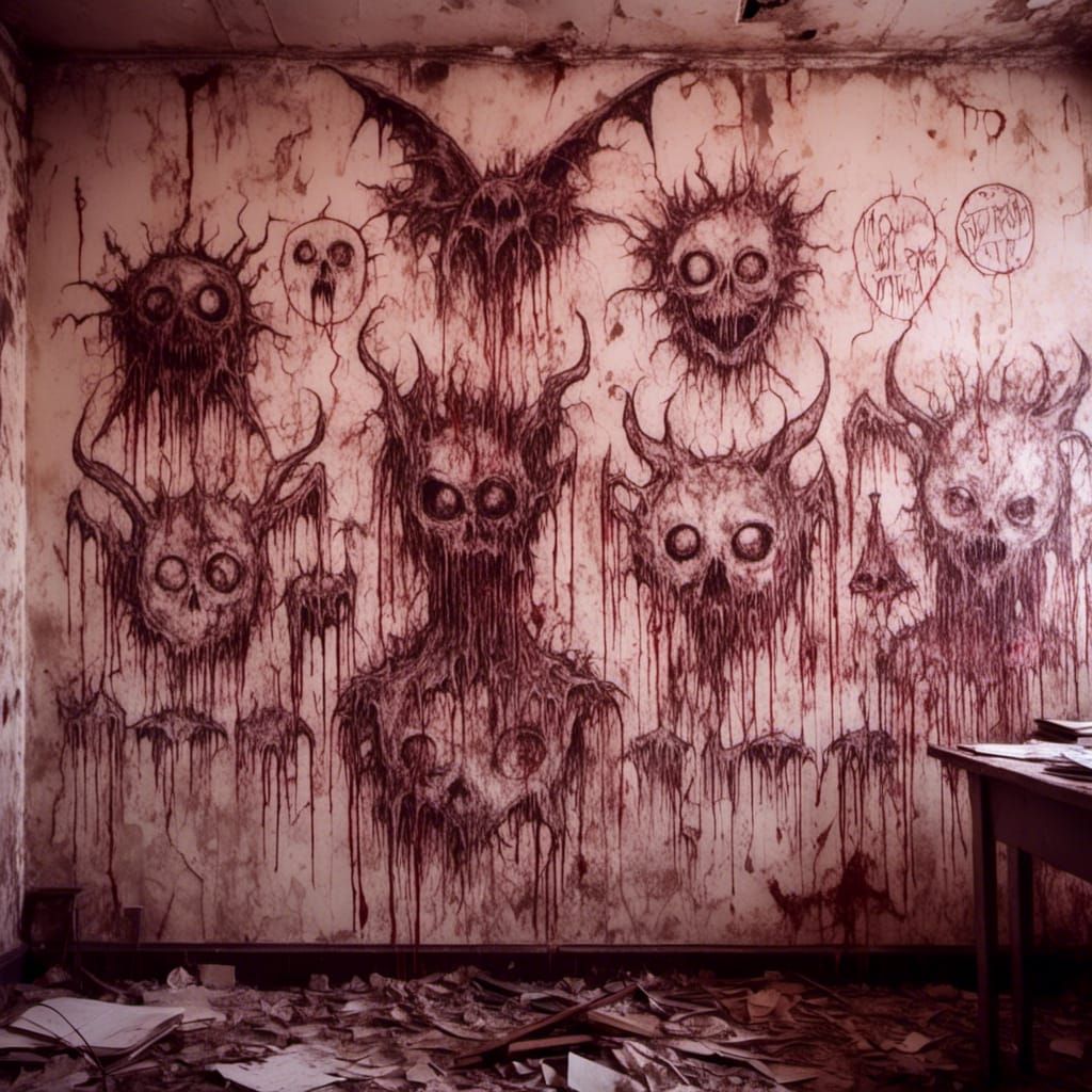 Macabre Satanic Drawings in Abandoned School