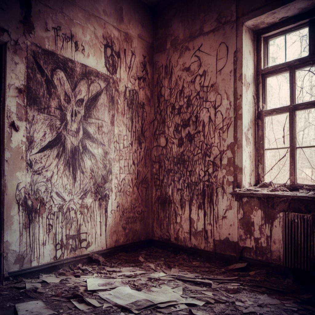 Macabre Satanic Drawings in Abandoned School