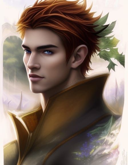 Autumn Elf in Forest, Whimsical Fairycore Art